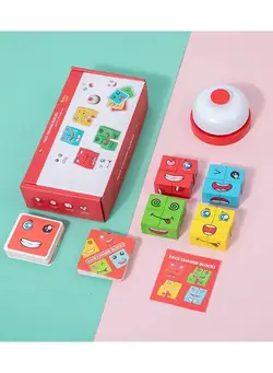 پازل سایر Wooden expression change puzzle, face Rubik's cube matching building block puzzle, family puzzle game 