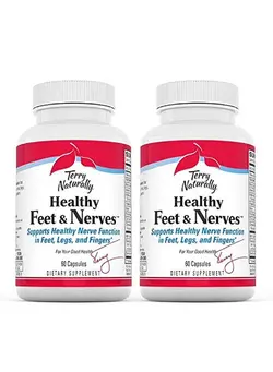 ویتامین و ساپلیمنت مکمل‌های گوارشی Healthy Feet & Nerves 60 Vegan Capsules Pack Of 2 Nerve Function Support Supplement Contains B Vitamins & Boswellia Nongmo Gluten Free 60 Total Servings