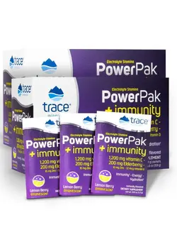 ویتامین و ساپلیمنت دمنوش و مکمل‌های گیاهی ; Power Pak Electrolyte + Immunity Boost Drink Packets ; Elderberry Zinc Vitamins C D3 B6 B12 ; Immunity Hydration & Energy Support ; Kids & Adults ; Fizzy Lemon Berry;60 Packets