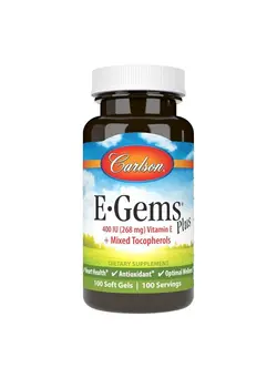 ویتامین و ساپلیمنت دمنوش و مکمل‌های گیاهی E Gems Plus 400 Iu (268 Mg) Natural Source Vitamin E Optimal Wellness 100 Soft Gels