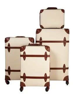 چمدان و ساک مسافرتی چمدان تک Vintage Luggage Sets of 4 Pieces, Carry On Cute Suitcase with Rolling Spinner Wheels TSA Lock Luggage (white) 