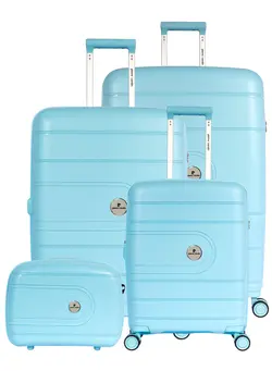 چمدان و ساک مسافرتی ست چمدان Pierre Cardin Hardcase Trolley Set of 4-PC86304 Sky Blue 