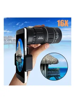 لوازم جانبی فیلم‌برداری و عکاسی اکسسوری حرفه‌ای Outdoor 16x52 Clip On Full Optical Monocular Telescope Eyepiece for Mobile Phone Black 