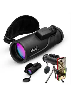 دوربین فیلم‌برداری و عکاسی تلسکوپ و میکروسکوپ Roxant Falcon Monocular Telescope for Smartphone - 10x42 High Definition BAK4 Prism Focusing Scope - Monoculars for Adults - Includes Monocular, Phone Adapter, Mini Tripod, Case & Lens Cap 