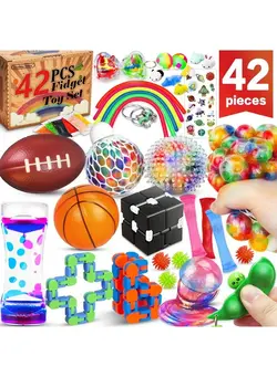 گجت، فیجت و سرگرمی اسپینر (42 Pcs) Fidget Toys Pack Party Favors Carnival Treasure Classroom Prizes Small Mini Bulk Sensory Figit Toys Set For Boys Girls Kids Adults Stress Relief & Anxiety Relief Tools Autistic Adhd Toys 