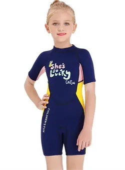 شنا مایو Sunscreen Quick drying Swimwear One Piece Swimsuit for Girls Blue 