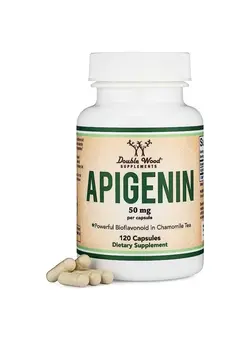 ویتامین و ساپلیمنت دمنوش و مکمل‌های گیاهی Apigenin Supplement - 50mg per Capsule, 120 Count (Powerful Bioflavonoid Found in Chamomile Tea for Relaxation, Sleep, and Mood) Senolytic Flavonols for Aging Manufactured in The USA by Double Wood