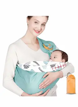 لوازم حمل آغوش Baby Sling, Wrap Carrier, Natural Cotton Adjustable Breastfeeding Cover Cotton, Suitable for Newborns to 15Kg, Infants and Toddlers, Soft Comfortable, Ideal Gift 