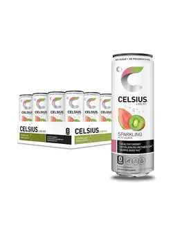 مکمل‌های ورزشی تنقلات و نوشیدنی‌های ورزشی Celsius Sparkling Kiwi Guava Essential Energy Drink 12 Fl Oz 355mL (Pack of 12)