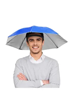 ماهیگیری تجهیزات ماهیگیری Umbrella Hat 65cm Sunscreen Windproof Hands Free Head Umbrella Cap UV Protection Umbrella Hats Head Mounted Umbrella Top Folding Hat Umbrella for Fishing Beach Golf Sunshade Outdoor, Blue 
