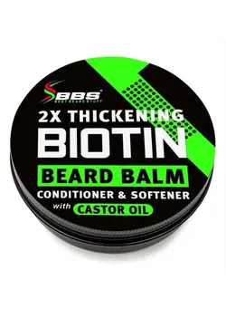 مردانه مراقبت از ریش و سبیل 2X Thickening BIOTIN Beard Balm for Men / Mustache Wax for Thicker Facial Hair Growth - Leave in Conditioner - Softener - Moisturizer - All Natural Care Treatment - Castor Oil - BBS USA Vegan Product 