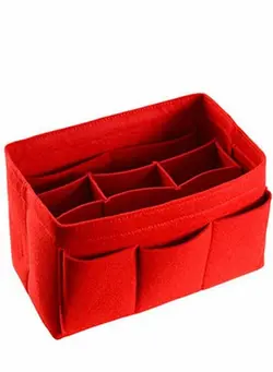 چمدان و ساک مسافرتی چمدان تک Purse Organizer Insert, Women Felt Bag Organizer Insert, Multi-Pocket Bag in Bag for Womens Handbag Travel Tote Hobo Bag Storage Purse Liner Divider for Any Brand Tote, Red, M Size 