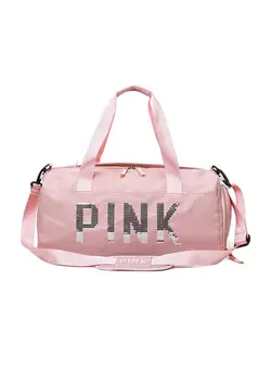 چمدان و ساک مسافرتی ساک مسافرتی Large Capacity Letter Printed Sequins Duffel Bag Pink/Silver 