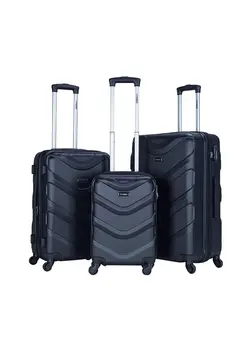 چمدان و ساک مسافرتی ست چمدان 3-Piece ABS Hardside Trolley Luggage Set Spinner Wheels with Number Lock 20/24/28 Inches Black 