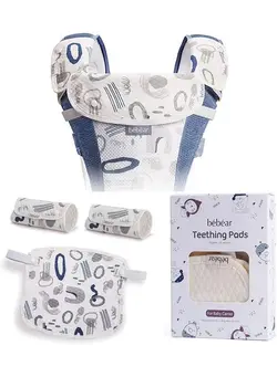 لوازم حمل آغوش Bebamour Natural Baby Drool And Teething Pad For All Carry Positions Baby Carrier White Drool Bib For Boys & Girls (Blue) 
