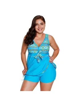 New fertilized and enlarged women's swimsuit blue 5XL 