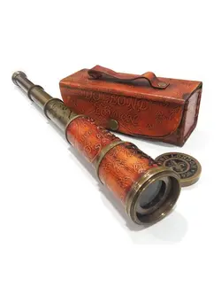 یادگیری و آموزشی خورشیدی Brass Nautical Antique Working Telescope/Spyglass Replica In Leather Box With Glass Optics Extendable To 16 Inches Made Of Pure Brass Decorative Kids Scope 