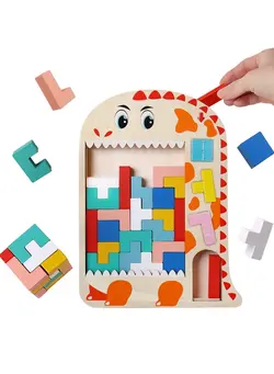 اسباب‌بازی‌های کودک و نوپا سایر Wooden Blocks Puzzle, Brain Teasers Toy for Kid Ages 48,  Brain STEM Toy Game Russian Blocks Game, Educational Learning Toy Family Game Gift for Kid (24) 