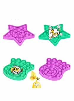 گجت، فیجت و سرگرمی اسپینر Fidget Toy with Popping Sound Bubble Sensory Toys 4 Pack for Anxiety & Stress Reliefs, Octopus-five pointed star 