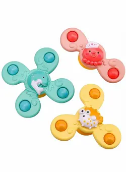 گجت، فیجت و سرگرمی اسپینر Baby Cup Spinner Toy with Suction Cup 3 Pack Baby Bath Toys Spinner Toys Cartoon Spinning Suction Toys Lovely Gift for Baby and Children 