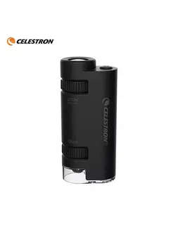 دوربین فیلم‌برداری و عکاسی تلسکوپ و میکروسکوپ CELESTRON LED Lighted Pocket Microscope Portable High Power Microscope with 60X-120X Stepless Zoom Multi-level Light Source Focus on the Miniature Black 