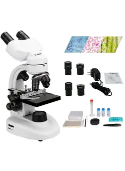 دوربین فیلم‌برداری و عکاسی تلسکوپ و میکروسکوپ SV605 Compound Binocular Microscope 80X-1600X,Two-Layer Mechanical Stage Microscope, Microscope for Adults Teens Students, Microscopes with Science Kits, Dual LED Illumination 