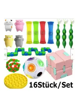 گجت، فیجت و سرگرمی اسپینر 16-Piece Push Pop Bubble Sensory Fidget Toy Set 