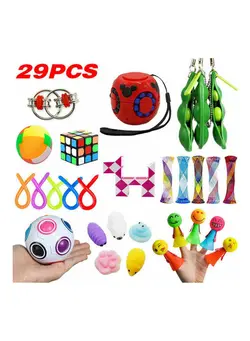 گجت، فیجت و سرگرمی اسپینر 29-Piece Push Pop Bubble Sensory Fidget Toy Set 