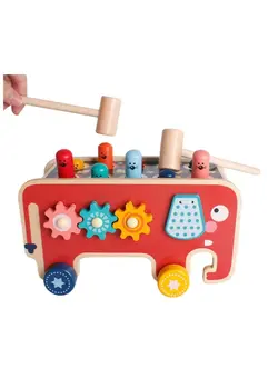 اسباب‌بازی‌های کودک و نوپا سایر Hammering and Pounding Toys, Peg Pounding Bench, Elephant Gopher Toy, Montessori Toys Desktop Hitting Mouse and Hamster Game, Toddler Drag Hammer Toys Boys and Girls Gift with 2 Mallets 