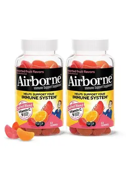 ویتامین و ساپلیمنت دمنوش و مکمل‌های گیاهی 750mg Vitamin C Gummies For Adults, Immune Support Gummies With Powerful Antioxidants Vit C & E - (2x63 count bottle), Assorted Fruit Flavor