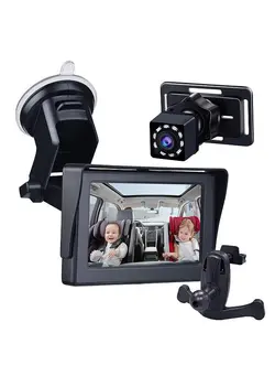 دوربین مدار بسته سایر Baby Car Mirror 4.3 Inch Baby Car Camera Night Vision Safety Car Seat Mirror Cameras Monitored Mirrors with Wide Crystal Clear View Adjustable Angle Length 5M Long Cable