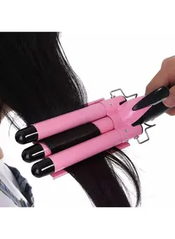 اتو مو فر کننده Ceramic Hair Curler Triple Barrel Curling Iron Professional Hair Tools Styler 25mm Big Wave Hair Waver Roller Curling Wand 