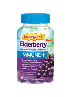 ویتامین و ساپلیمنت مکمل‌های گوارشی Immune+ Elderberry Gummies 750 Mg Vitamin C With Vitamin D Zinc And Electrolytes Immune Support Dietary Supplement Caffeine Free Gluten Free Elderberry Flavor 45 Count