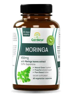 ویتامین‌های خوراکی مکمل‌های سلامت قلب Gardeno Moringa Oleifera Powder Capsules with Saponins | Energizing Green Superfood Antioxidant |100% Pure Leaf Formula – 60 Capsules