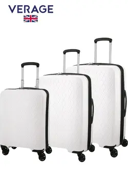 چمدان و ساک مسافرتی چمدان تک Verage Diamond Collection Luggage Set of 3,Unbreakable tested, Expandable Hardside Suitcase with 4 Double Spinner Wheels Luggage for Travel, light weight TSA Approved, White (20/24/28) 