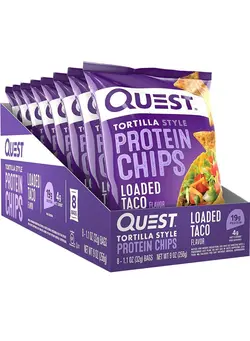 مکمل‌های ورزشی پروتئین Quest Nutrition Tortilla Style Protein Chips Loaded Taco (Pack of 8)