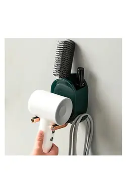 لوازم و مواد فرم‌دهی مو سشوار Wall Mounted Hair Dryer Holder,Hair Rack Plastic Care Tools Holder Blow Organizer Stand Hands Free, Suitable for Bathroom Storage （Green） 
