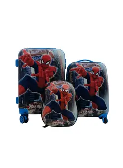 چمدان و ساک مسافرتی ست چمدان Spider Man Print Kids Backpack with 2 Trolley Bag for Kids Non-Breakable Rotating Luggage Bag with Wheels 