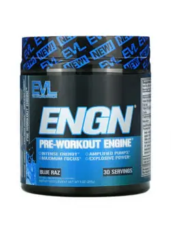 مکمل‌های ورزشی افزایش انرژی EVLution Nutrition ENGN Pre-workout Engine Blue Raz Flavor 9 oz (255 g)