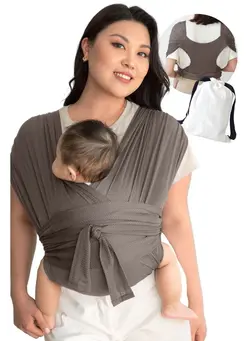 لوازم حمل آغوش Baby Carrier Wrap Easy to Wear Hands Free Moisture Wicking Soft Ideal for Newborns and Kids Under 44lbs (Brown) 