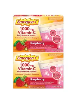 ویتامین و ساپلیمنت مکمل‌های گوارشی 1000mg Vitamin C Powder, with Antioxidants, B Vitamins and Electrolytes, Vitamin C Supplements for Immune Support, Caffeine Free Drink Mix, Raspberry Flavor - 60 Count/2 Month Supply