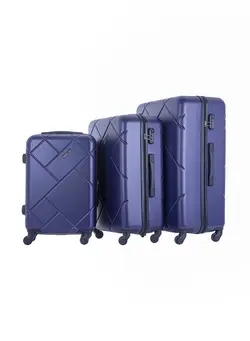 چمدان و ساک مسافرتی ست چمدان 3-Piece Hard Side ABS Spinner Luggage Trolley Set 20/24/28 Inch Navy 