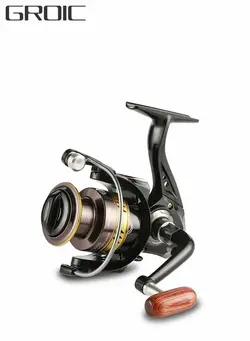 ماهیگیری چرخ و قرقره Fishing Reel Wheel Full Metal Wear Resistant Foldable Spinning Wheel Waterproof with Wooden Handle for Seawater Freshwater-5000 