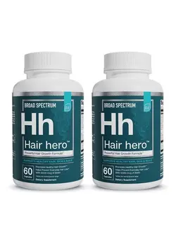 ویتامین و ساپلیمنت دمنوش و مکمل‌های گیاهی Hair Hero - Broad-Spectrum Hair Formula - Healthy Hair, Skin, and Nails - 5000 mcg Biotin 30 Day Supply (2-Pack)