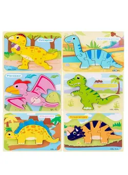 پازل سایر Todder Puzzles Set Of 6 Dinosaur Wooden Puzzle For Toddler Kids 3+ Year Old Educational Toys For Preschool Kindergarten Boys And Girls. 