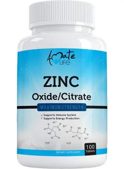 ویتامین و ساپلیمنت دمنوش و مکمل‌های گیاهی Ement 50 Mg Oxide / Citrate For Immune Support And Metabolism Support Vegan Zinc 50Mg Supports Heart And Eye Health 100 Tables For Men And Women By Amate Life