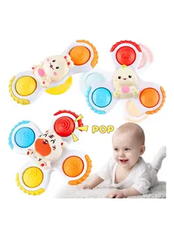 گجت، فیجت و سرگرمی پاپ ایت 3PCS Suction Cup Pop-Up Fidget Spinner Toys for 1 2 3 Years Old, Sensory Toys for Toddlers, Early Education Toys, Birthday Gifts for Baby Boys Girls(Animal Style) 