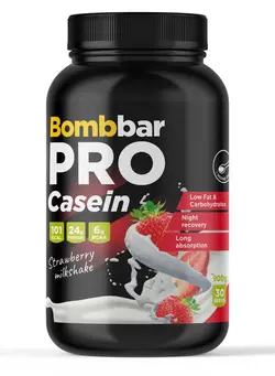 مکمل‌های ورزشی پروتئین Bombbar Premium Casein Protein Powder , Strawberry Milkshake Flavor  900 g