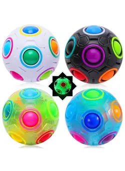 گجت، فیجت و سرگرمی اسپینر 4 Rainbow Puzzle Ball With 11 Rainbow Colorspuzzle Ball With Pouch Colormatching Puzzle Game Fidget Toystress Reliever Rainbow Puzzle Ball Brain Teaser For Kids And Adults(2 Luminous*2 Ordinary)