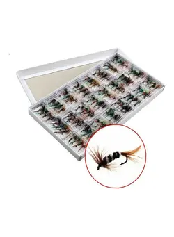ماهیگیری تجهیزات ماهیگیری 96Pcs Artificial Bait Dry Lures Hooks Fly Fishing Flies Feather Tackle Tools 20 x 10 x 20cm 